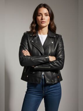 Gian Mori Black Leather bike Jacket